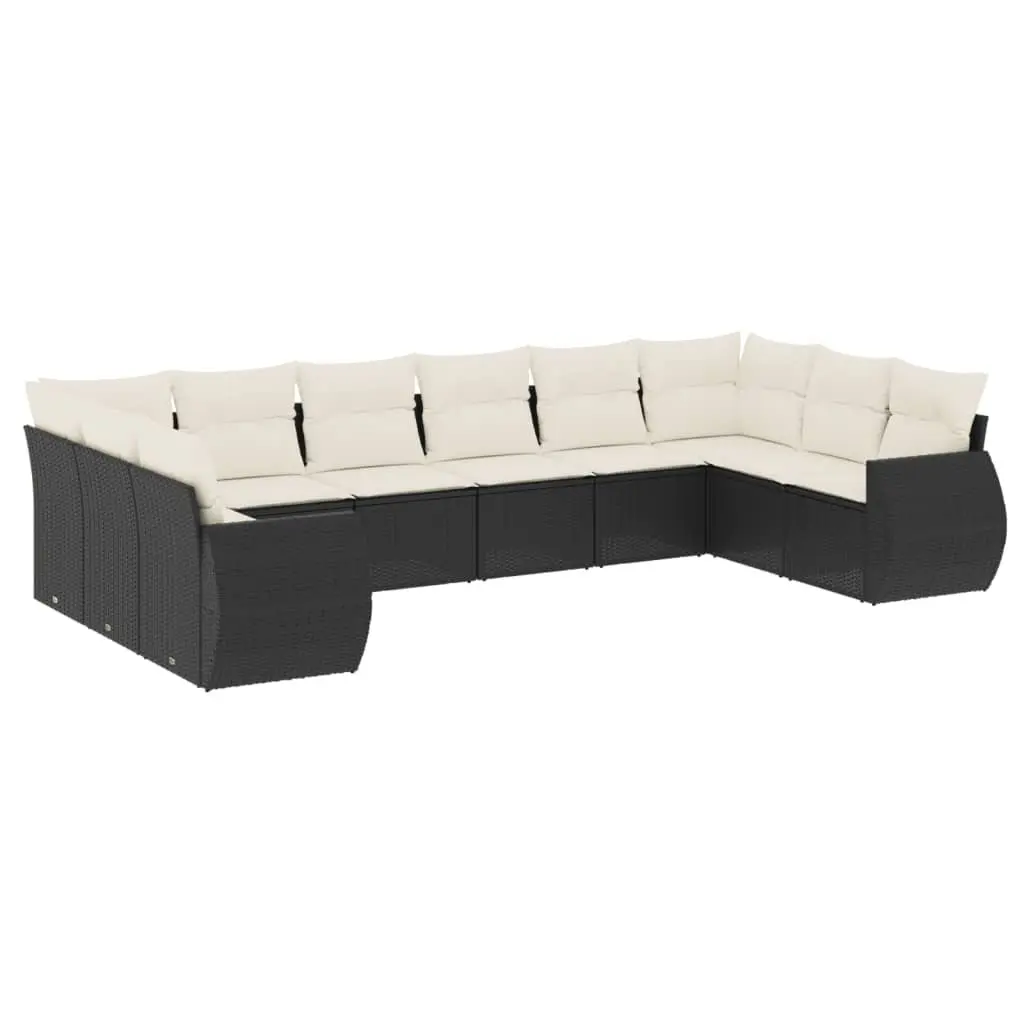 Garden Sofa Set PE Rattan 10 Piece Outdoor Furniture Black