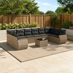 Premium Modular Garden Sofa Set 11 Piece Grey Rattan