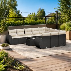 11 Piece Modular Garden Sofa Set with Storage and Cushions
