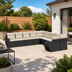 Premium 10 Piece Modular Garden Sofa Set in Black