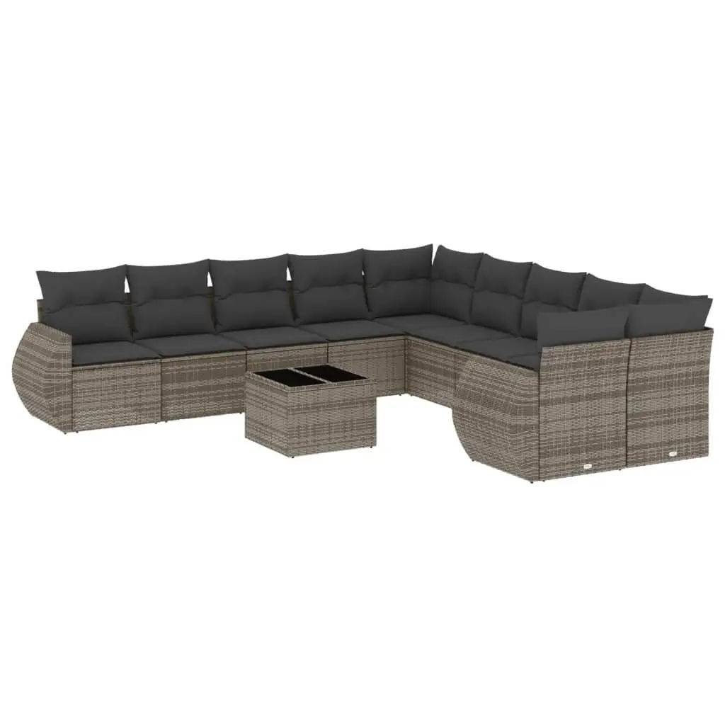 Garden Sofa Set PE Rattan 11 Piece Modular Outdoor Furniture Grey Patio Lounge