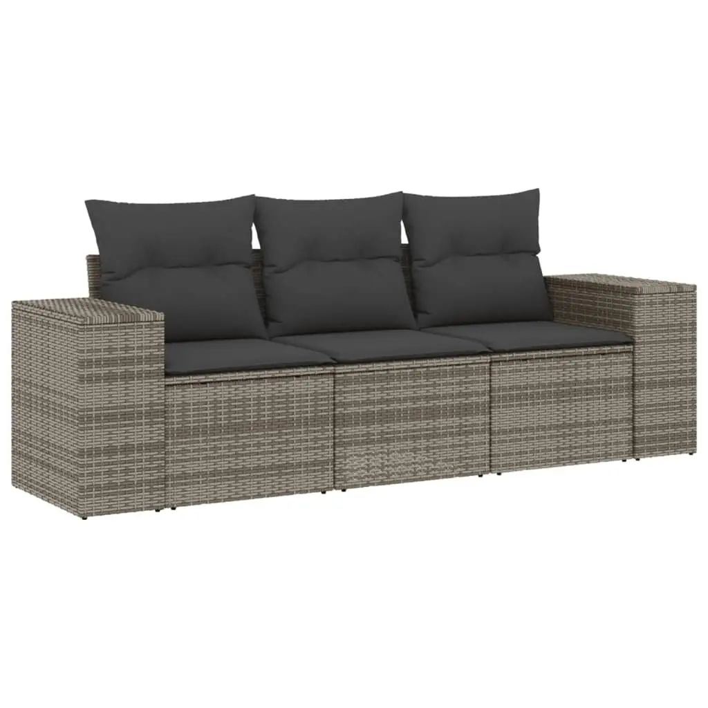 Garden Sofa Set PE Rattan 3 Piece Modular Outdoor Furniture Grey