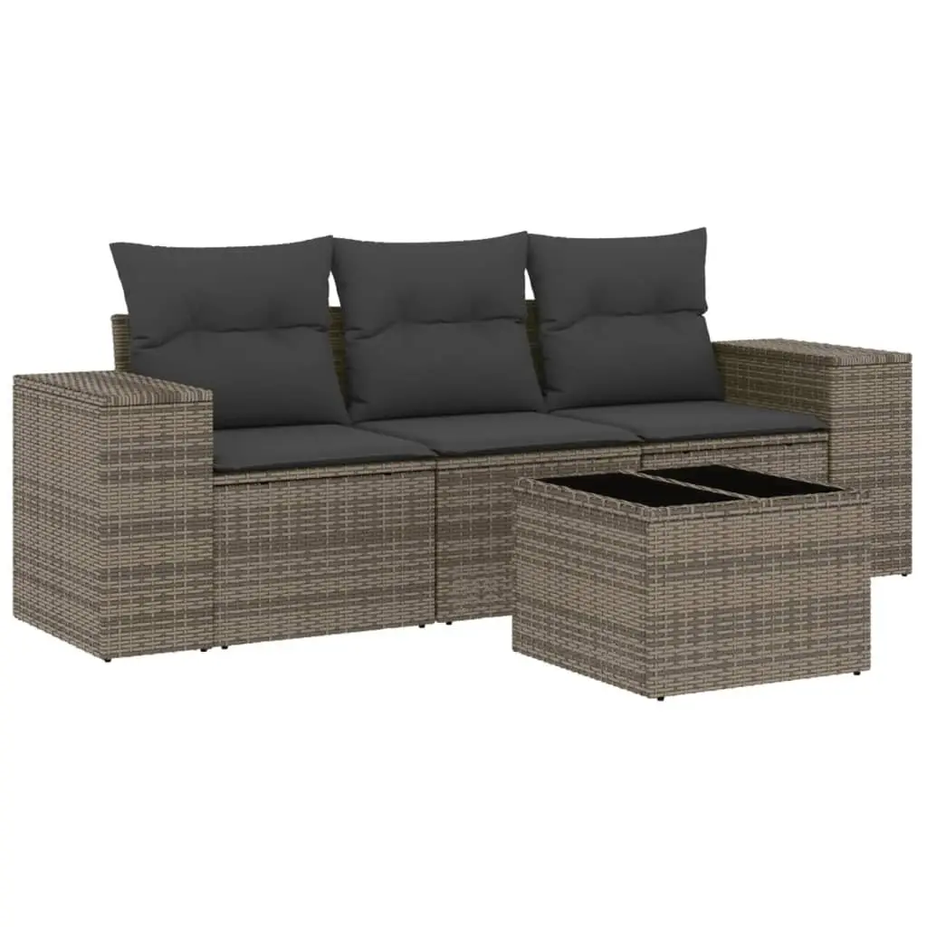4-Piece Outdoor Sofa Set with Storage in Grey