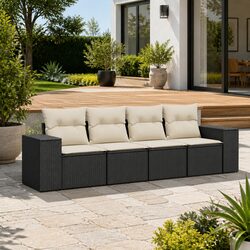 Durable 4-Piece Rattan Garden Sofa Set with Cushions