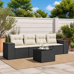 5-Piece Modular Garden Sofa Set in Black Rattan