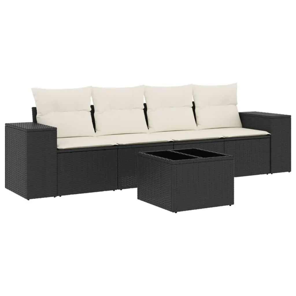 5-Piece Modular Garden Sofa Set in Black Rattan