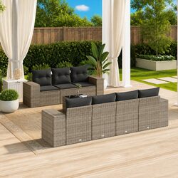 Premium 8 Piece Garden Sofa Set with Grey Rattan