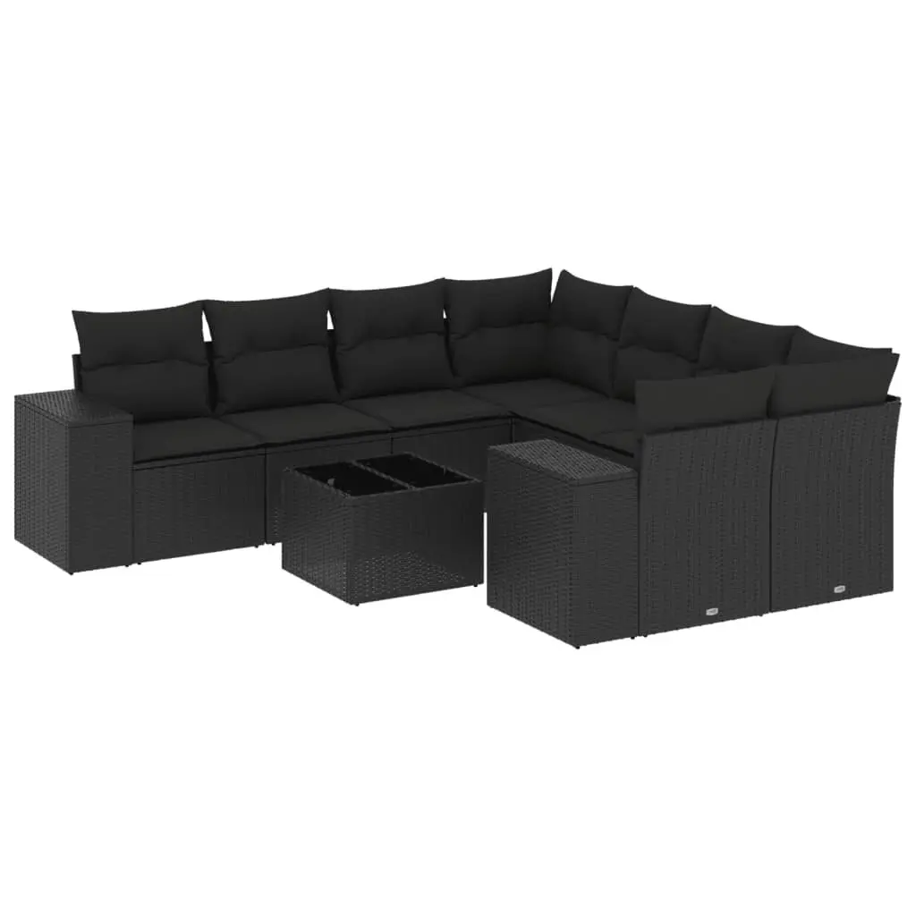 Garden Sofa Set 9 Piece Outdoor Furniture Poly Rattan Black Patio Lounge with