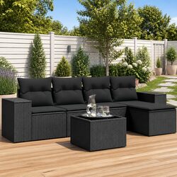 Durable 6 Piece Poly Rattan Garden Sofa Set