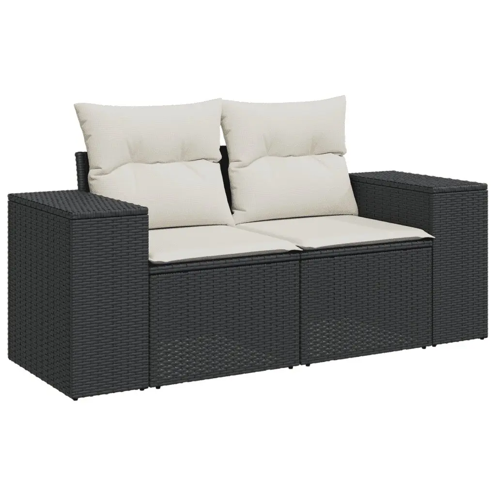 6 Piece Black Poly Rattan Garden Sofa Set