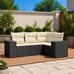 Black Poly Rattan Modular Garden Sofa Set for 4