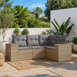 Beige Garden Sofa Set 4 Piece Outdoor Furniture