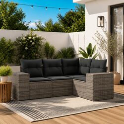 Durable Garden Sofa Set - 4 Piece Grey Outdoor Furniture
