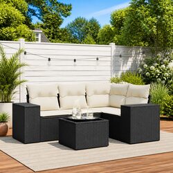 Stylish 5 Piece Black Outdoor Garden Sofa Set