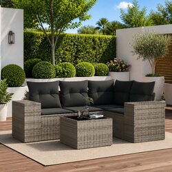 Premium 5-Piece Grey Modular Garden Sofa Set
