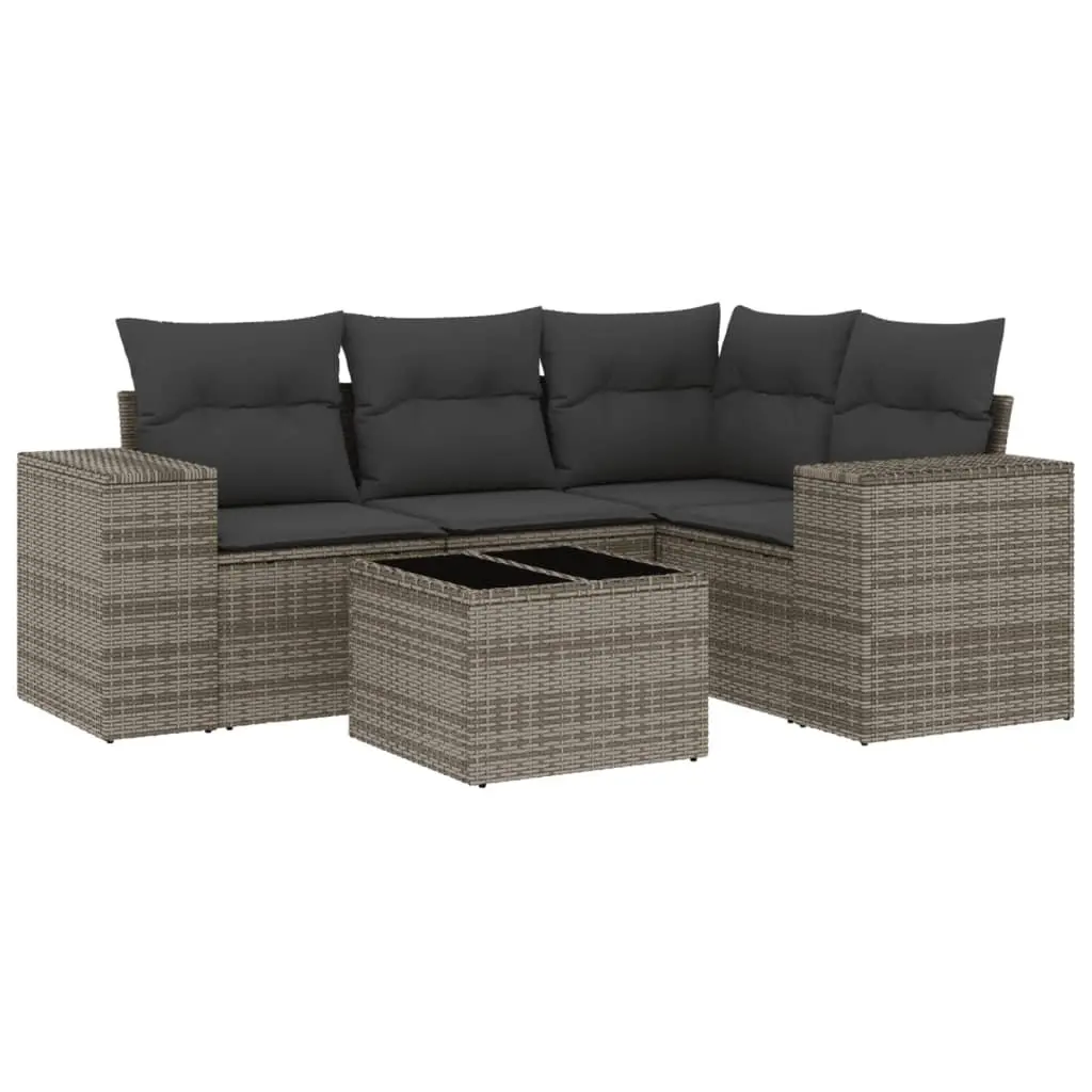 5-Piece Grey Modular Garden Sofa Set
