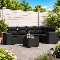 Stylish 6-Piece Black Garden Sofa Set for Outdoor Spaces