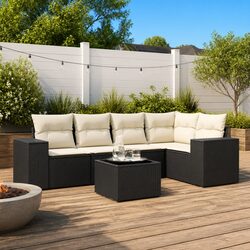 Quality Black Poly Rattan Garden Sofa Set – 6 Pieces