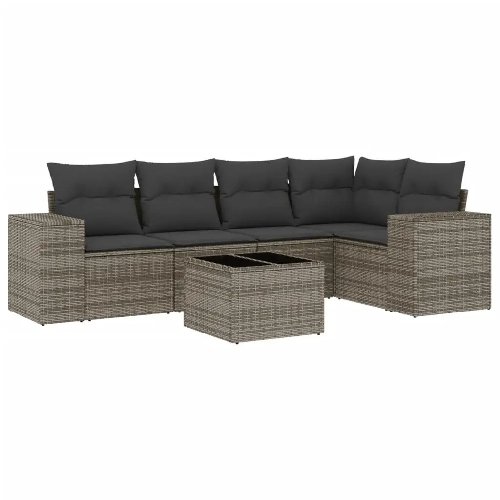 6-Piece Grey Modular Rattan Garden Sofa Set