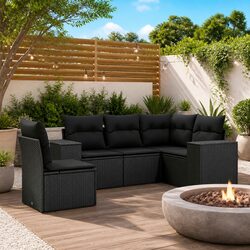 Premium 5 Piece Outdoor Garden Sofa Set in Black