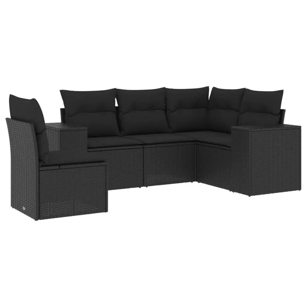 5 Piece Outdoor Garden Sofa Set in Black