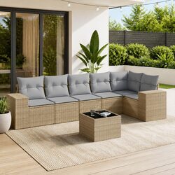 Beige 7-Piece Garden Sofa Set for Outdoor Relaxation