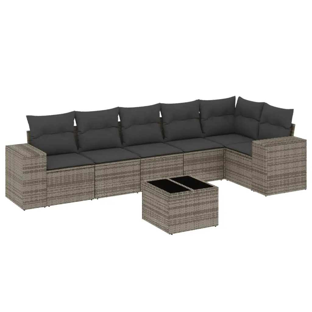 7 Piece Garden Sofa Set with Cushions Grey