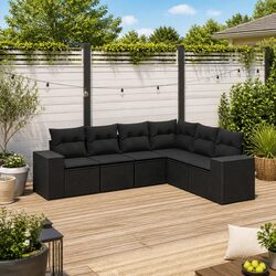 Durable Modular Garden Sofa Set 6 Pieces in Black
