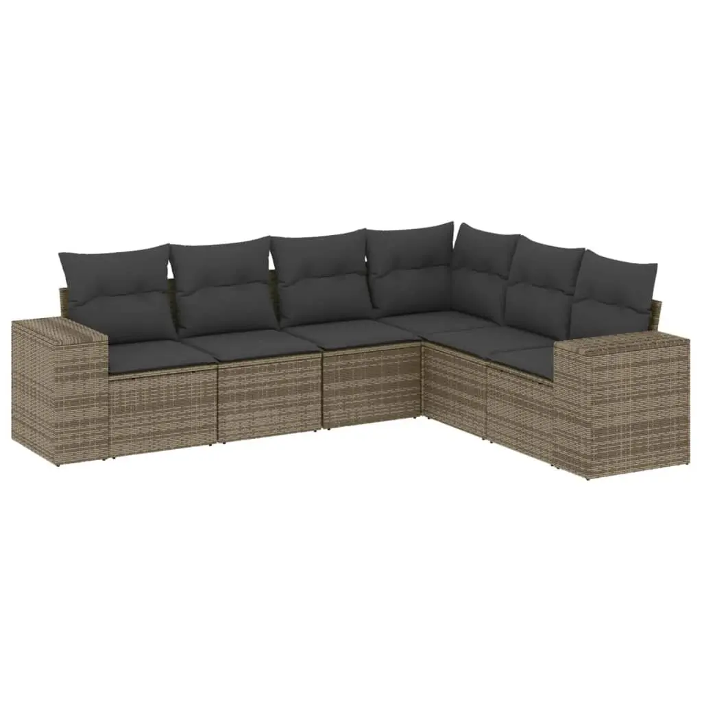 Garden Sofa Set PE Rattan 6 Piece Outdoor Furniture Patio Sectional Grey