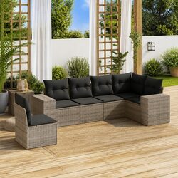 Premium 6-Piece Grey Poly Rattan Garden Sofa Set