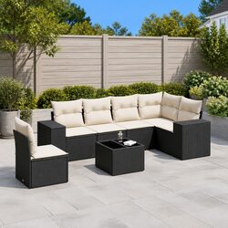 Durable 7 Piece Outdoor Garden Sofa Set in Black