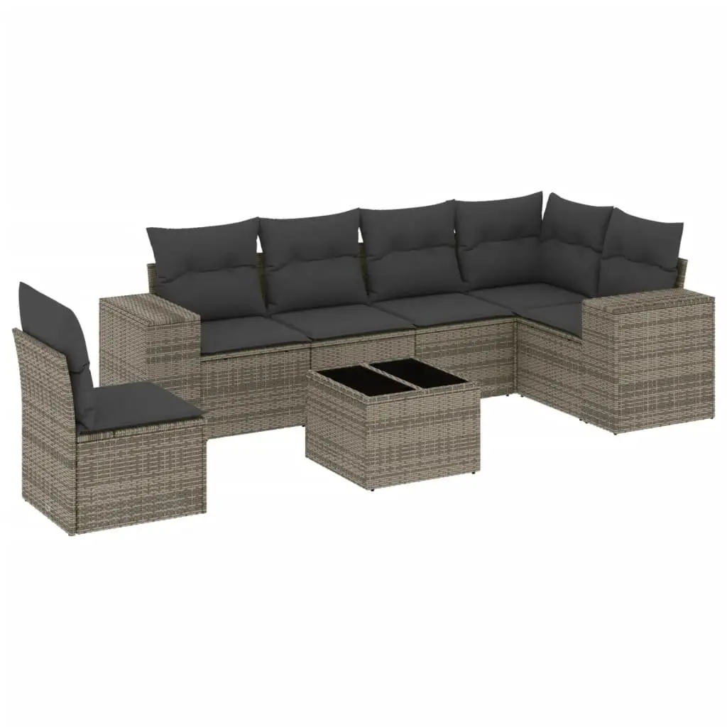 7 Piece Modular Garden Sofa Set in Grey Poly Rattan