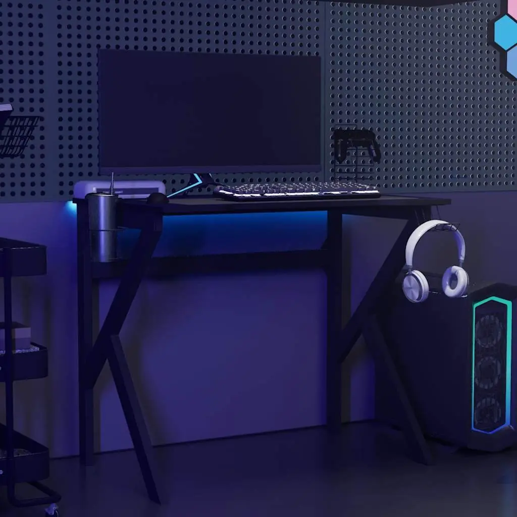 Black Gaming Desk with K Shape Legs