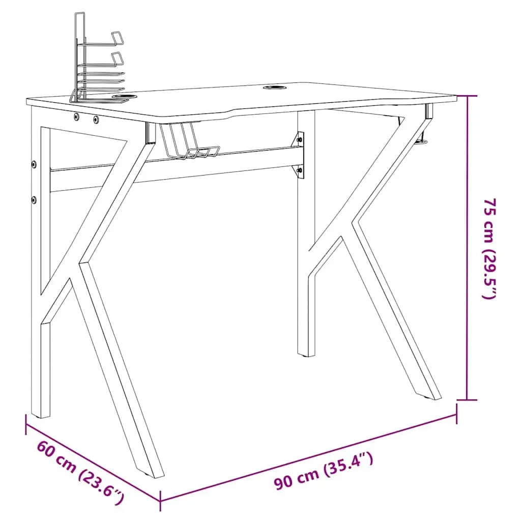 Black Gaming Desk with K Shape Legs