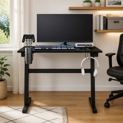 Ergonomic Gaming Desk with RGB LED Lighting and Z Shape Legs