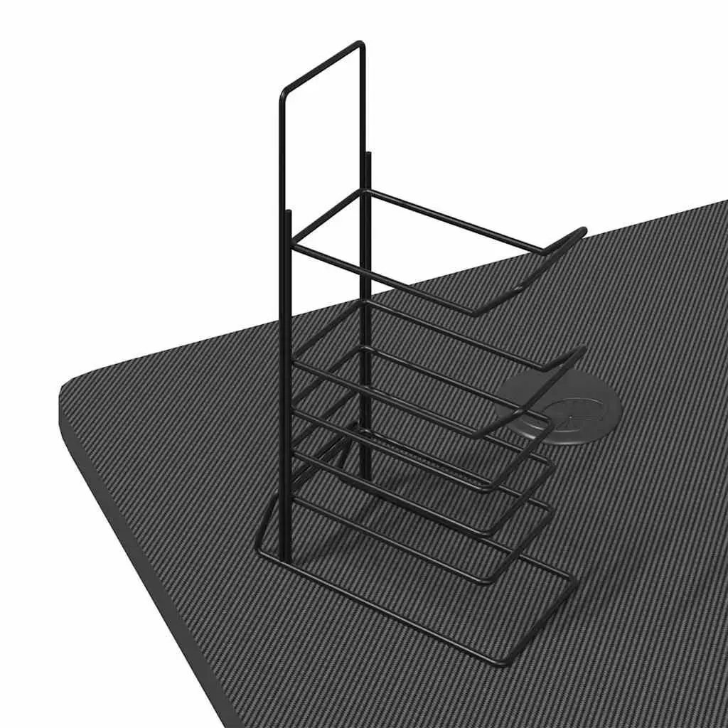 Gaming Desk LED RGB Black Z Shape Legs Computer Workstation Ergonomic Design