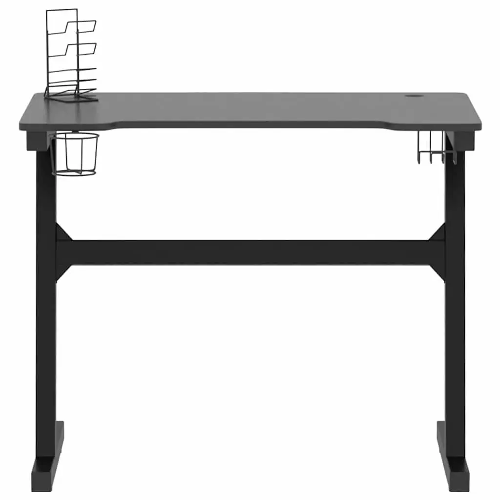 Gaming Desk LED RGB Black Z Shape Legs Computer Workstation Ergonomic Design