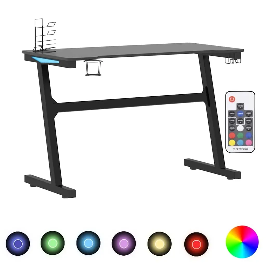 Gaming Desk Iron Z Shape 110x60x75cm Black