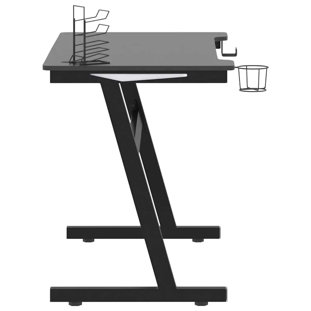 Gaming Desk Iron Z Shape 110x60x75cm Black
