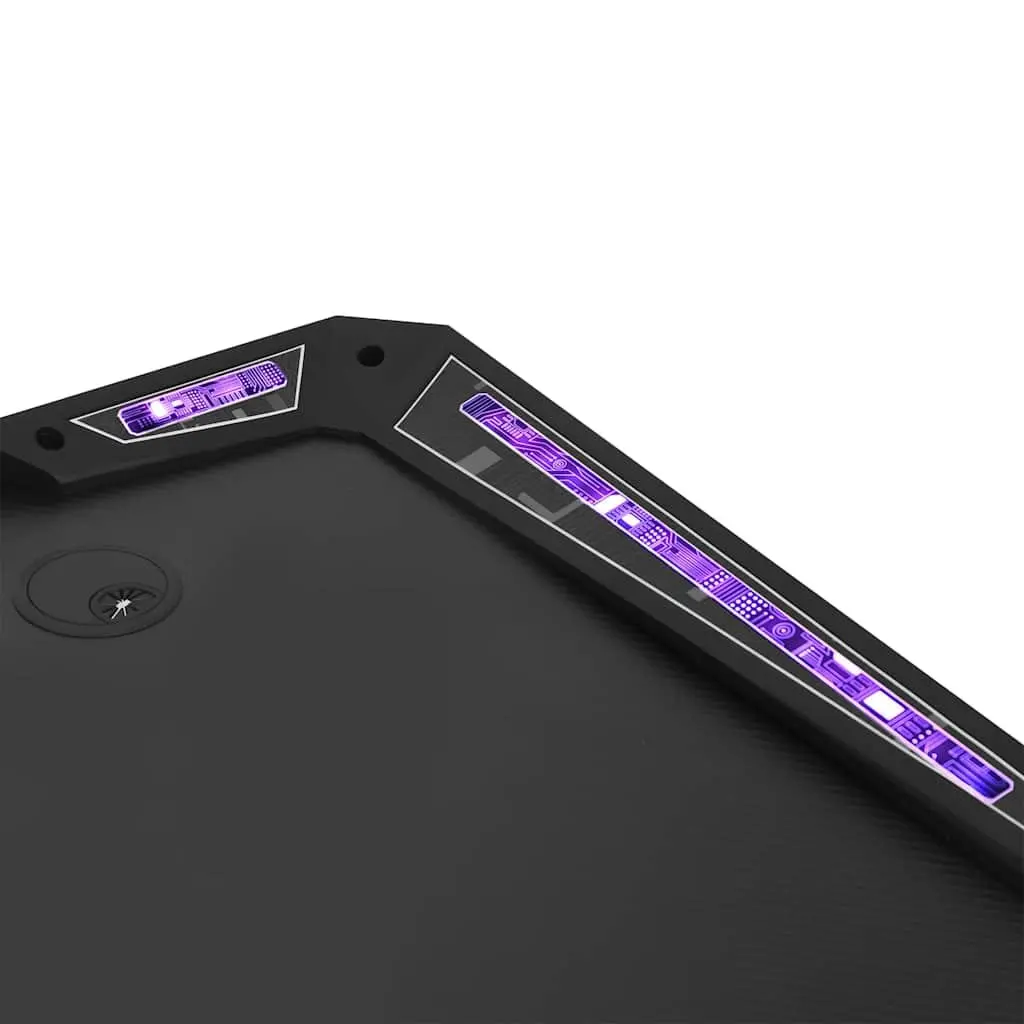 Ergonomic Black Gaming Desk with RGB LED Lighting