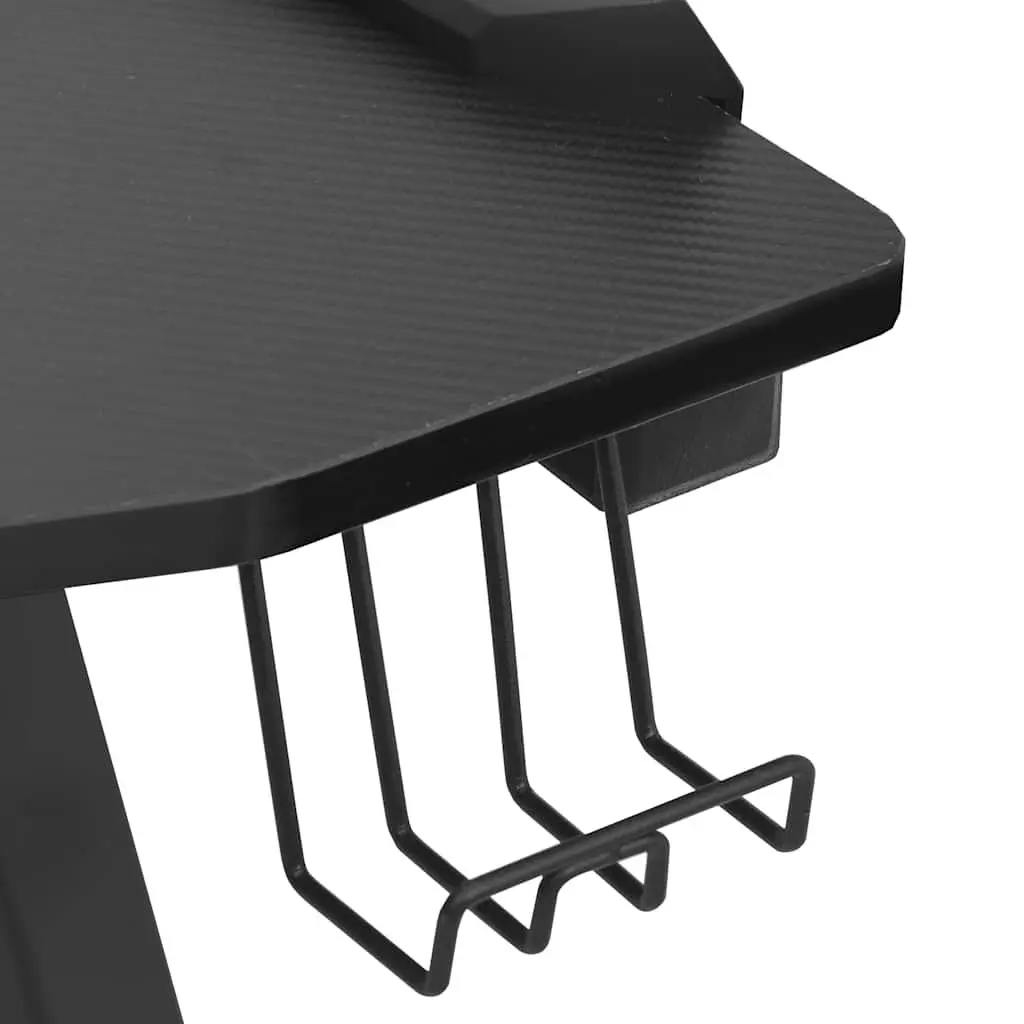 Ergonomic Black Gaming Desk with RGB LED Lighting