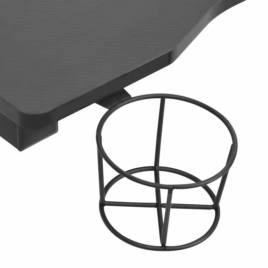 Ergonomic Black Gaming Desk with RGB LED Lighting