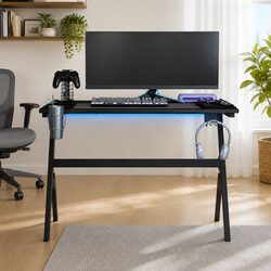 High-Quality Y Shape Gaming Desk with LED RGB Lighting