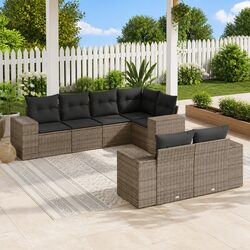 Durable 7 Piece Grey Outdoor Sofa Set with Storage