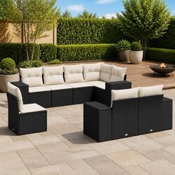 8-Piece Outdoor Rattan Sofa Set with Cushions