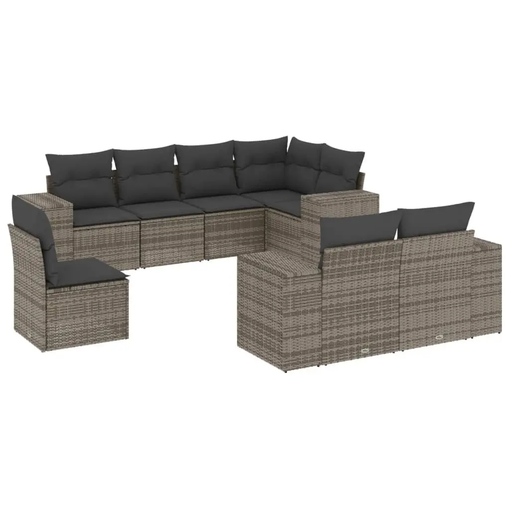 8 Piece Modular Grey Poly Rattan Garden Sofa Set