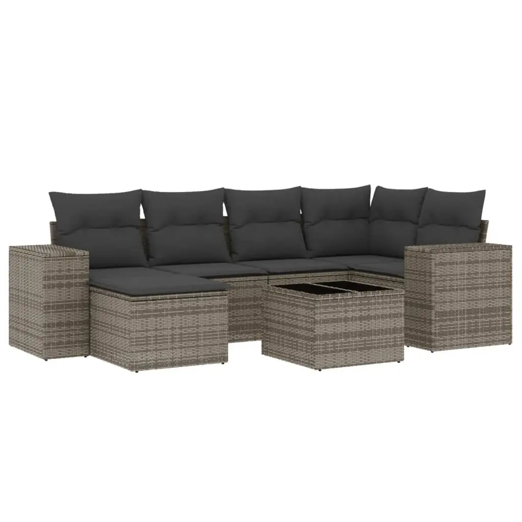 7 Piece Garden Sofa Set PE Rattan Grey Outdoor Furniture Patio Seating