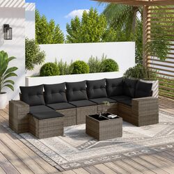 Premium 8 Piece Garden Sofa Set Outdoor Furniture in Grey