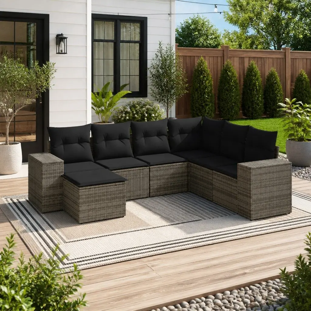 7-Piece Grey Garden Sofa Set for Outdoor Relaxation