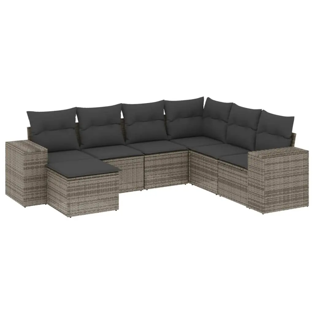 7-Piece Grey Garden Sofa Set for Outdoor Relaxation